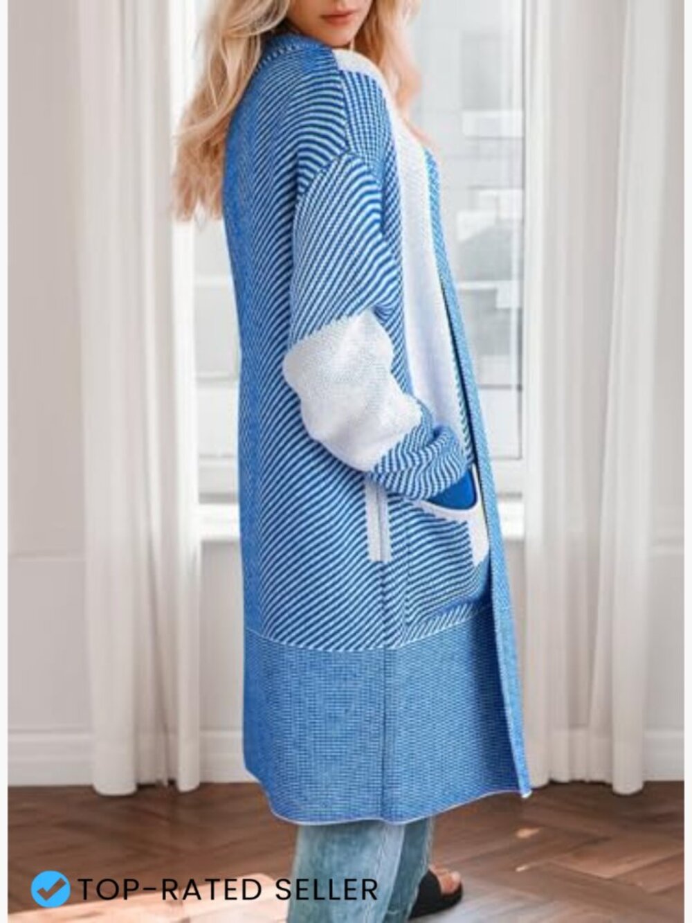 Long Oversized Cardigan Sweater Cozy Knit Open Front Fall Winter Layering - Picture 2 of 7
